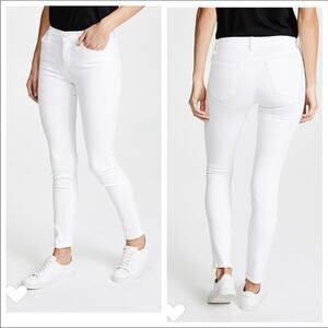 J Brand White Mid-Rise Skinny Leg Pants